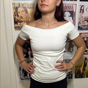 Scala Off-Shoulder White Tee